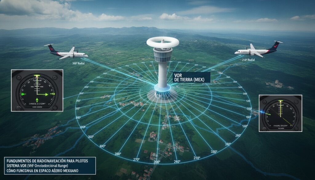 Fundamentos de Radionavegación para Pilotos: Cómo Funcionan los Sistemas VOR, NDB e ILS en el Espacio Aéreo Mexicano